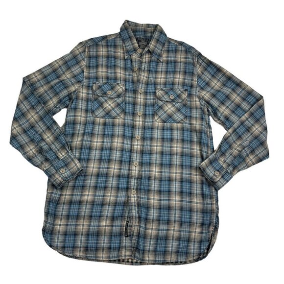 Lucky Brand Plaid Soft 100% Cotton Western Button Down Shirt Men's Size Medium - Picture 2 of 6